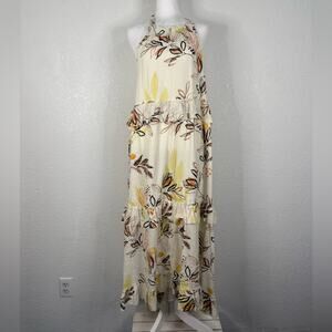 Free People Anita ivory floral ruffled boho maxi summer dress Cottagecore Gypsy